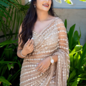 Embellished Sequinned Net Saree