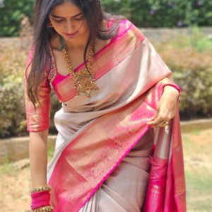 woven design zari silk blend handloom kanjeevaram saree