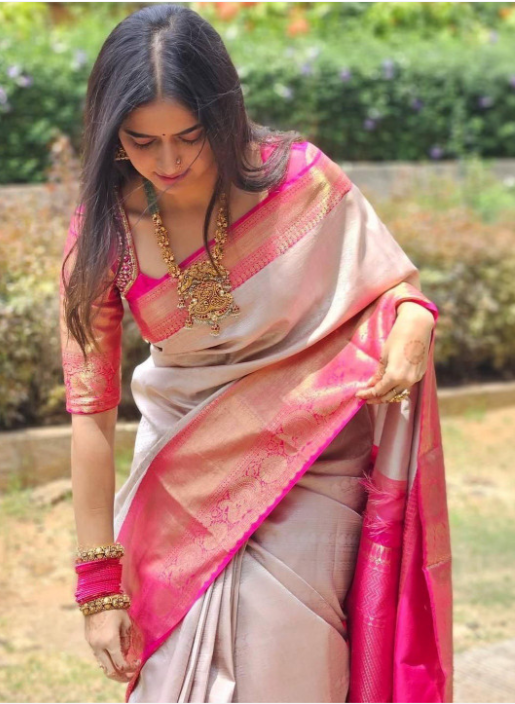 woven design zari silk blend handloom kanjeevaram saree